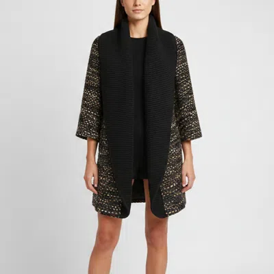 Pre-owned Armani Collezioni Black Wool Blend Jacquard Shawl Collar Cardigan L