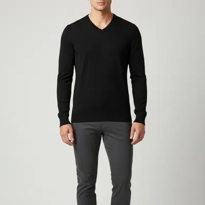 Pre-owned Armani Collezioni Black Wool Knit V-neck Pullover M