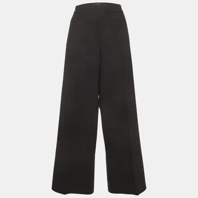 Pre-owned Armani Collezioni Black Wool Wide Leg Trousers M
