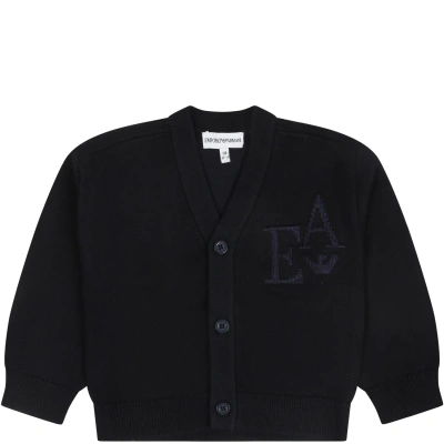 Armani Collezioni Blue Cardigan For Baby Boy With Iconic Eagle