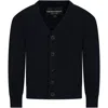 Armani Collezioni Blue Cardigan Pour Boy With Iconic Eagles In Blue