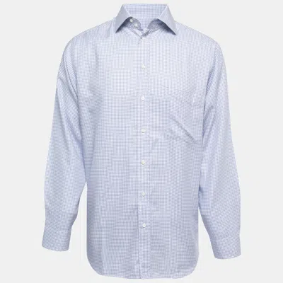 Pre-owned Armani Collezioni Blue Checked Cotton Button Front Full Sleeve Shirt M