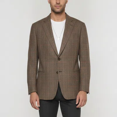 Pre-owned Armani Collezioni Brown Checkered Wool Single Breasted Blazer Xs