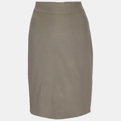 Armani Collezioni Brown Silk Crepe Pencil Skirt