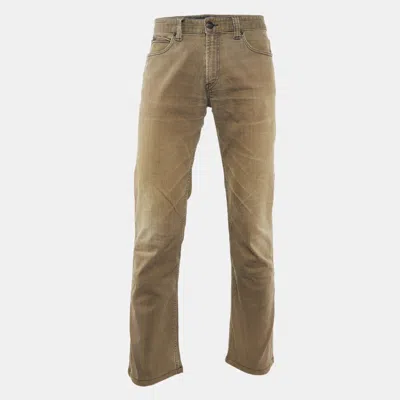 Pre-owned Armani Collezioni Brown Stretch Cotton J15 Slim Fit Pants L