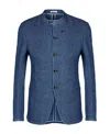 Armani Collezioni Button Long-sleeved Jacket In Blue