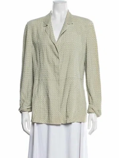 Pre-owned Armani Collezioni Calf Leather Patterned Blazer In Green