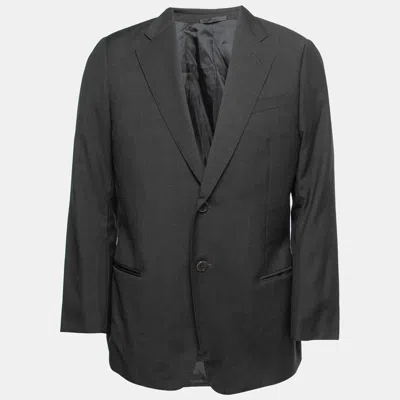 Pre-owned Armani Collezioni Charcoal Grey Wool Single-breasted Blazer Xl