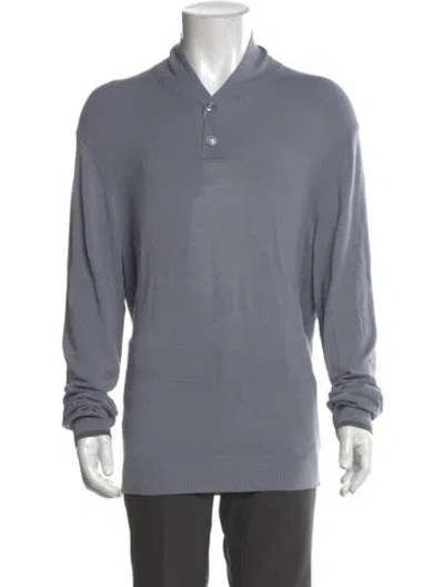 Pre-owned Armani Collezioni Collar Long Sleeve Polo Sweater In Gray