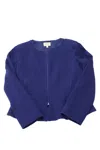 ARMANI COLLEZIONI COLLEZIONI CREPE ZIP-FRONT PEPLUM JACKET IN BLUE WOOL