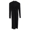 Armani Collezioni Collezioni Long Sleeve Midi Dress In Black Polyester In Black