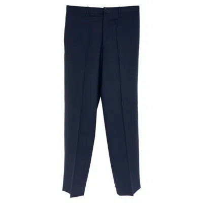 Armani Collezioni Collezioni Straight-leg Trousers In Navy Blue Wool