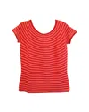 Armani Collezioni Collezioni Striped Knitted Short Sleeve Top In Red Wool In Red