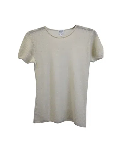Armani Collezioni Collezioni Textured Sheer T-shirt In Cream Cashmere In White