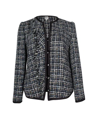 Armani Collezioni Collezioni Tweed Jacket In Blue Wool