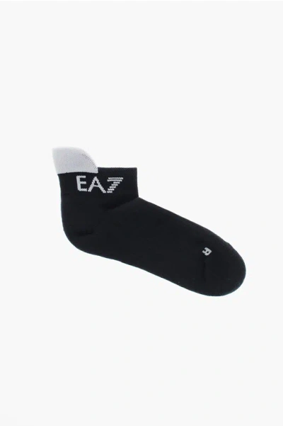 Armani Collezioni Cotton Blend Low Socks With Logo In Black