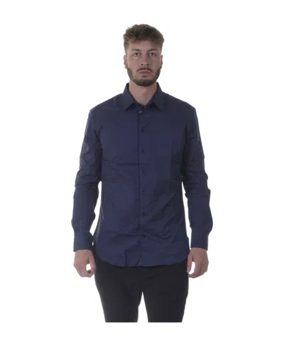 Armani Collezioni Cotton Long-sleeved Shirt In Black