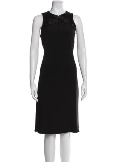 Pre-owned Armani Collezioni Crew Neck Midi Length Dress In Black