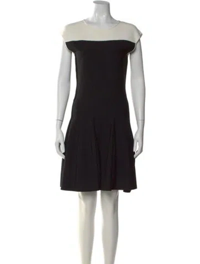 Pre-owned Armani Collezioni Crew Neck Mini Dress In Black
