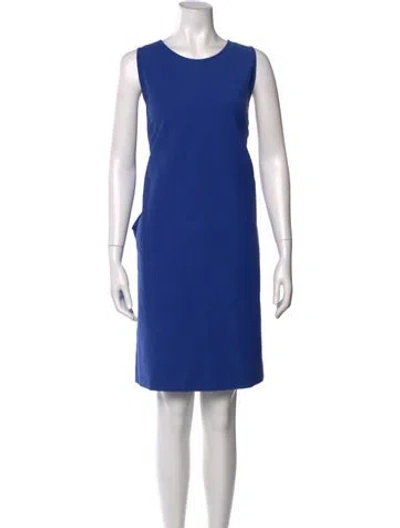 Pre-owned Armani Collezioni Crew Neck Mini Dress In Blue