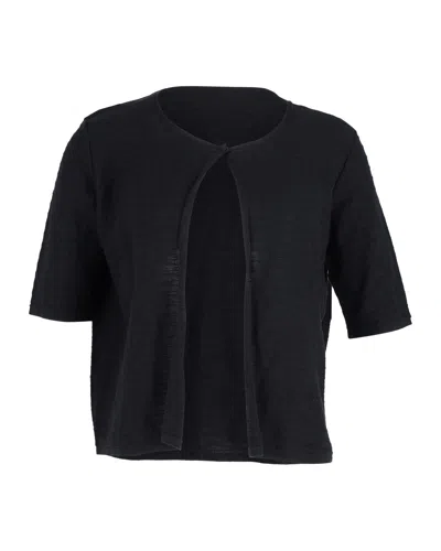 Armani Collezioni Cropped Cardigan In Black Cotton