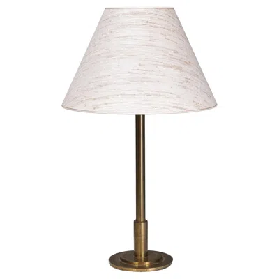 Pre-owned Armani Collezioni Danish Modern Patinated Brass Table Lamp With Tussah Silk Shade, 1950s In Sand