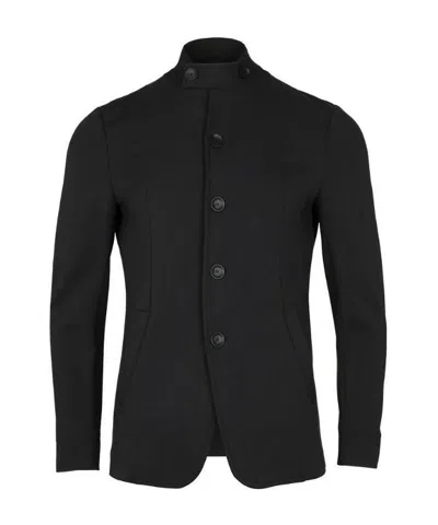 Armani Collezioni Dark Gray Logo Casual Jacket In Black