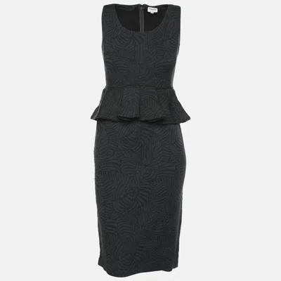 Pre-owned Armani Collezioni Dark Grey Jacquard Midi Dress M