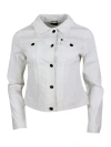 ARMANI COLLEZIONI DENIM JACKET WITH PATCH POCKETS ON THE CHEST, SIDE WELT POCKETS AND BUTTON CLOSURE