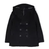 Armani Collezioni Double-breasted Coat With Hood In Blu