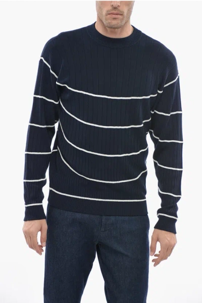 Armani Collezioni Dropped Shoulder Sweater With Striped Pattern In Black