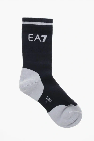 Armani Collezioni Ea7 Terry Socks With Side Logo In Blue