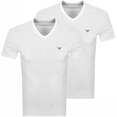 Armani Collezioni Emporio Armani 2 Pack Logo T Shirts In White
