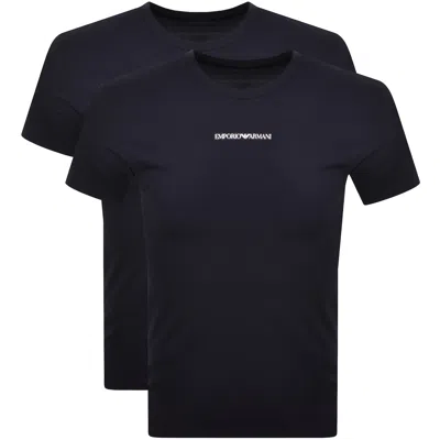 Armani Collezioni Emporio Armani 2 Pack Logo T Shirts Navy In Black