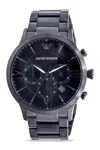 Armani Collezioni Emporio Armani Black Stainless Steel Chronograph Mens Watch In Black