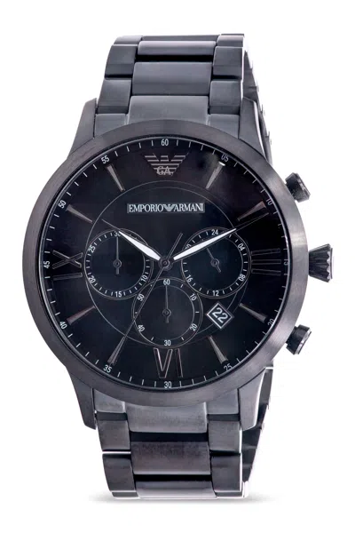 Armani Collezioni Emporio Armani Black Stainless Steel Chronograph Mens Watch