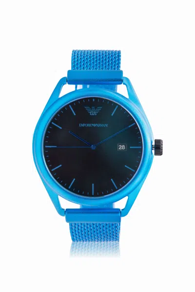 Armani Collezioni Emporio Armani Blue Aluminum Mesh Mens Watch