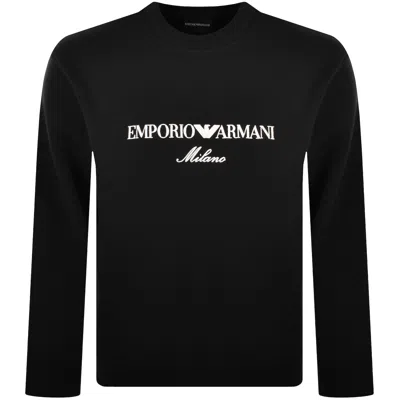 Armani Collezioni Emporio Armani Crew Neck Logo Sweatshirt Black