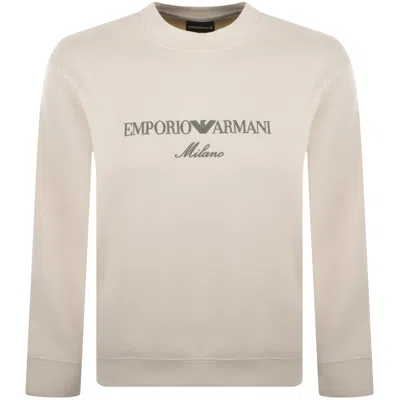 Armani Collezioni Emporio Armani Crew Neck Logo Sweatshirt Cream