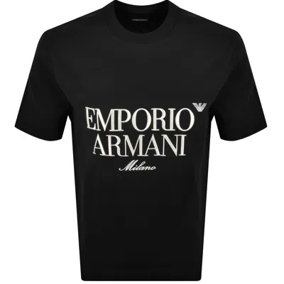 Armani Collezioni Emporio Armani Crew Neck Logo T Shirt Blue Navy In Black