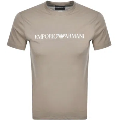Armani Collezioni Emporio Armani Crew Neck Logo T Shirt Grey In Neutral