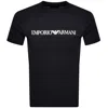 Armani Collezioni Emporio Armani Crew Neck Logo T Shirt Black In Navy