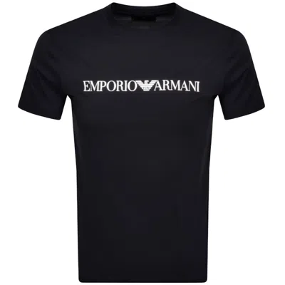 ARMANI COLLEZIONI EMPORIO ARMANI CREW NECK LOGO T SHIRT NAVY