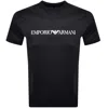 Armani Collezioni Emporio Armani Crew Neck Logo T Shirt Black In Navy