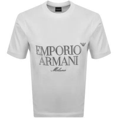 Armani Collezioni Emporio Armani Crew Neck Logo T Shirt Off White