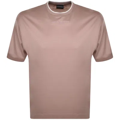 Armani Collezioni Emporio Armani Crew Neck Logo T Shirt Pink