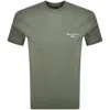 Armani Collezioni Emporio Armani Embroidered Logo T Shirt Green In Green