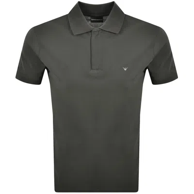 Armani Collezioni Emporio Armani Logo Collar Polo Grey In Gray