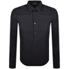 Armani Collezioni Emporio Armani Logo Long Sleeve Shirt Grey In Navy