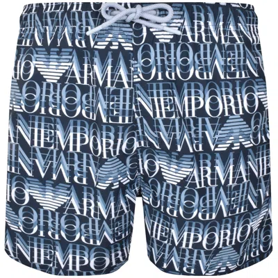 Armani Collezioni Emporio Armani Logo Swim Shorts Blue